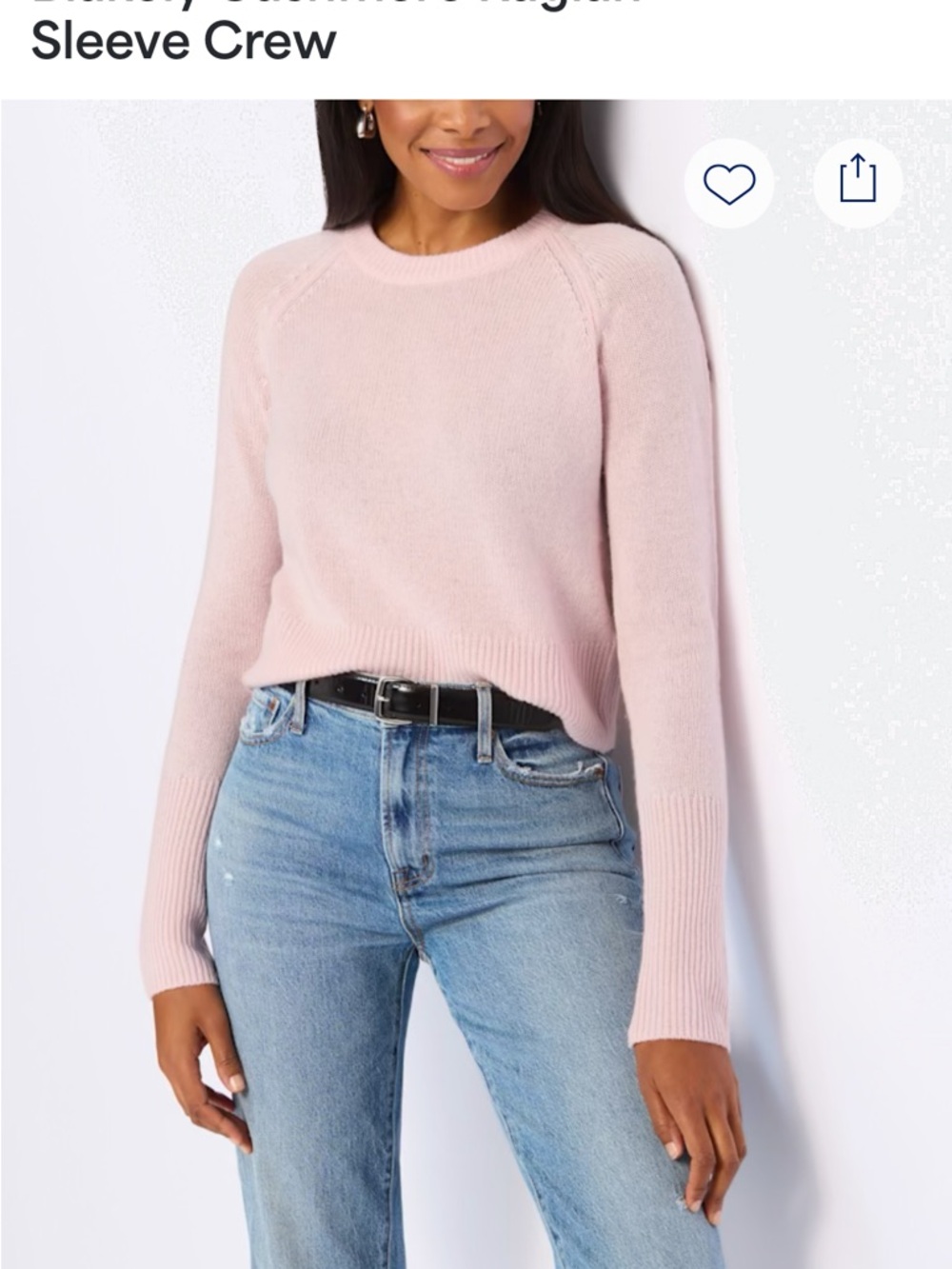 Classic Light Pink Crewneck Raglan Sweater